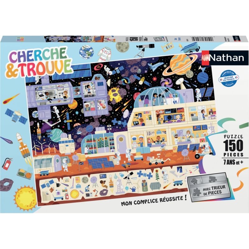 Puzzle cherche et trouve 150 pièces, dans l’espace