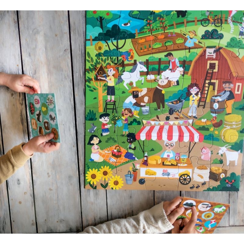 Puzzle d’observation 40 pièces, la ferme écolo