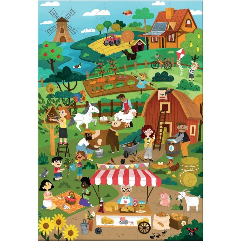Puzzle d’observation 40 pièces, la ferme écolo