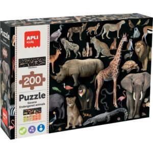 Puzzle panoramique 200 pièces, les animaux menacés