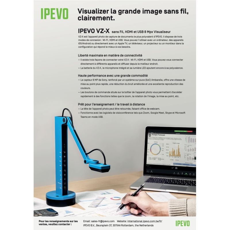 Visualiseur Ipevo VZ-X bleu